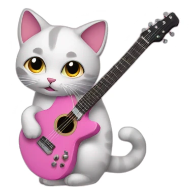 cat with pink guitar sticker