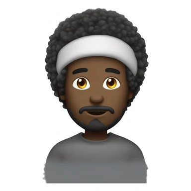 homme à la peau brune avec de longs cheveux noirs bouclés afro qui est heureu en ecoutant de la musique sticker