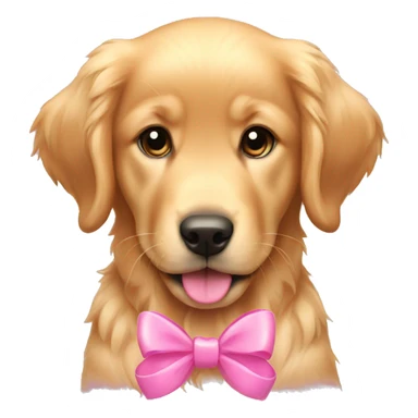 female golden retriever puppy with pink bows on her ears sticker