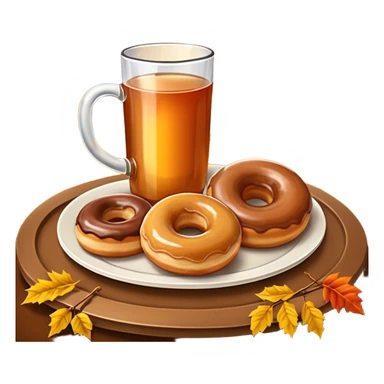 Apple cider and donuts on a tray fall scenery sticker