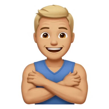 arms crossed around neck angry laughing guy sticker