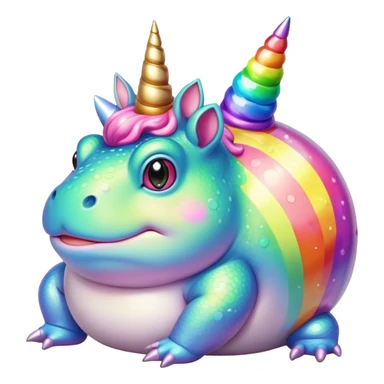 fat round rainbow toad with unicorn horn sticker