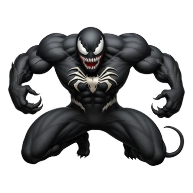 Venom character crawling, no chest logo, simplified style sticker
