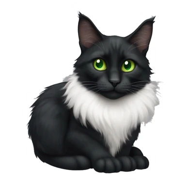 Black cat mainecoon/ European short Hair mix with green eyes and small Point with  white fur on the chest sticker