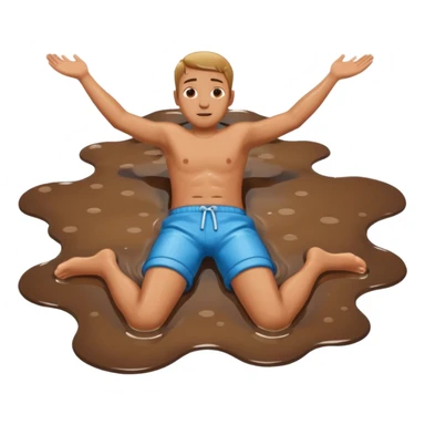 apple style emoji of a man who has fallen into a puddle, arms and legs spread out sticker