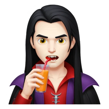 vampire using a juice box, long hair sticker