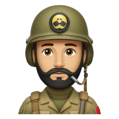 VERY TIRED, swarthy, Iraqi soldier in a casque, casque without insignia, with a beard sticker