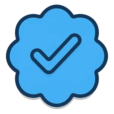 verified icon for social media, blue checkmark with a subtle shadow, modern, rounded edges sticker