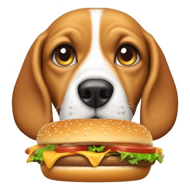 beagle dog eating a burger like a human sticker