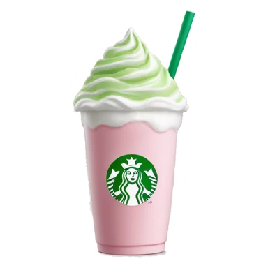 Clear Starbucks cup, no logo, with light pink drink, matcha foam, and whip cream on top sticker