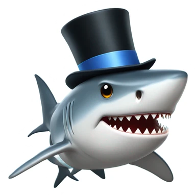 4D Shark with a top hat sticker