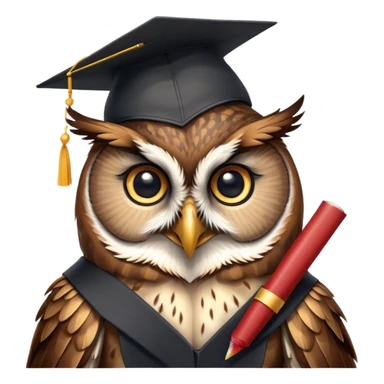 Owl with graduation hat and diploma in claws sticker