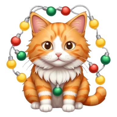 cat tangled up in christmas lights sticker