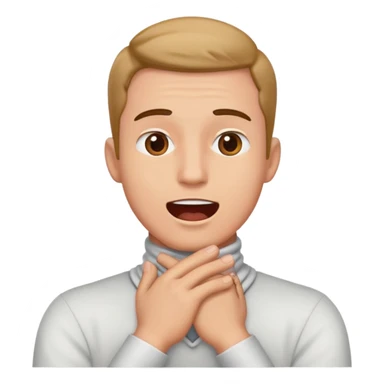 Guy with open mouth crossing his hands around his neck sticker