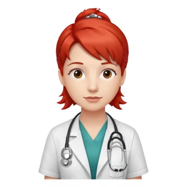 doctor with red hairclips sticker