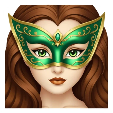 Greeneyed Woman with Long Brown hair venetian mask sticker