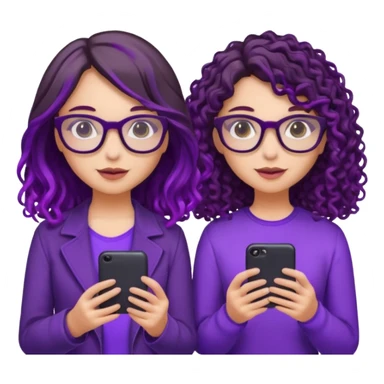 You can create two girls enjoying a concert, one brunette with purple highlights straight hair , the other brunette with curly hair and glasses. With purple lights around them.   sticker