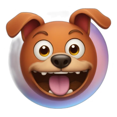 planet Mars with a cartoon grinning dog face with big eyes sticker