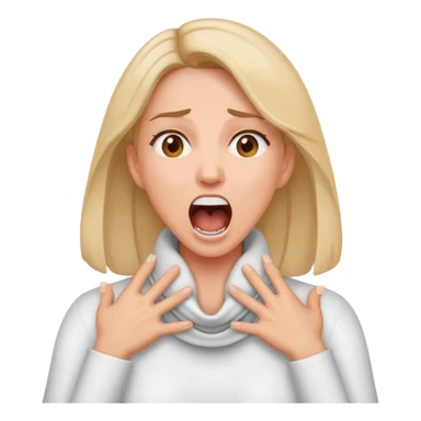 Woman with hands crossing her neck screaming sticker