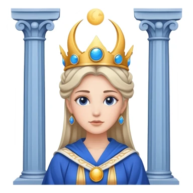 High Priestess tarot card with moon crown, blue robes, and pillars sticker