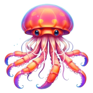 Neon glowing jellyfish-crab-squi sticker