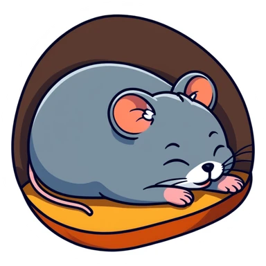Jerry mouse snoring while sleeping in his cozy mouse hole sticker