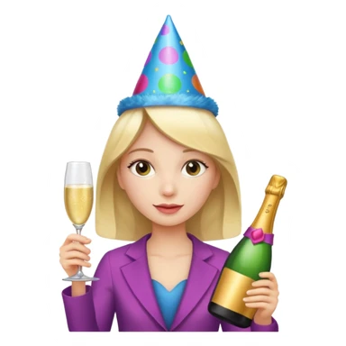 girl with Champagne bottle with party cap, only holding bottle. sticker