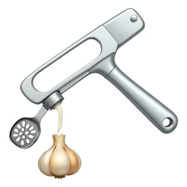 garlic being pressed by a garlic press sticker
