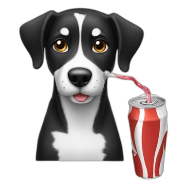 Black and white dog drinking soda sticker