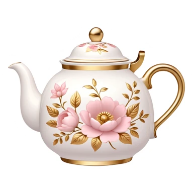 White porcelain tea pot with light pink and gold details  sticker