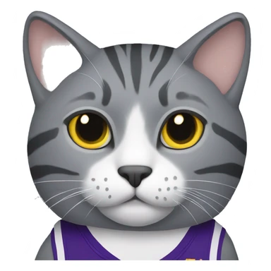 Grey Cat wearing lakers jersey  sticker