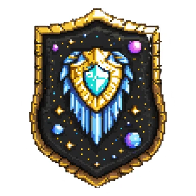 Premium member shield with rare cosmic galaxy pattern and golden border sticker