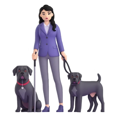 Fashionable woman with long black hair and a black Cane Corso dog sticker