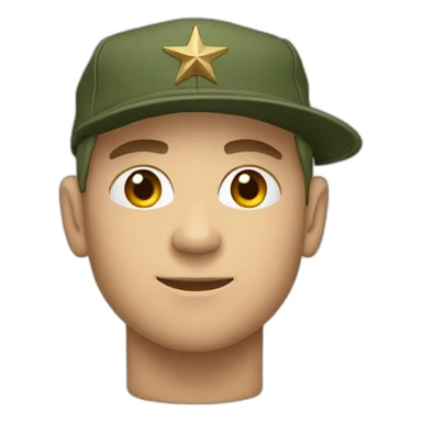 white man wearing a army green baseball cap with logo sticker
