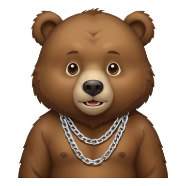 cute Russian grizzly bear wearing a silver rapper chain sticker