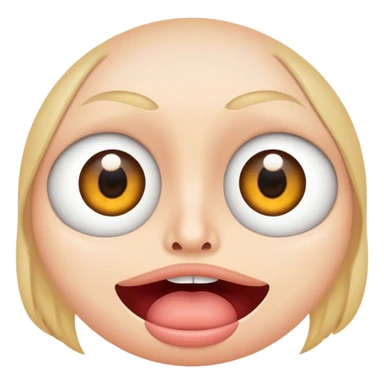 eyes on both sides with a suprised mouth in the middle sticker