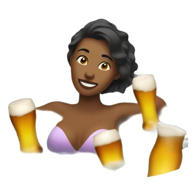 Woman in hot tub with beer sticker