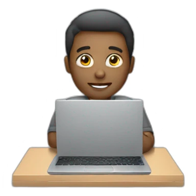 Guy is working with a laptop sticker