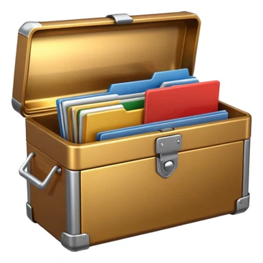 3D Brown golden toolbox filled with files sticker