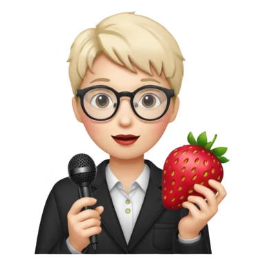 strawberry fruit be hand the mic glasses  sticker