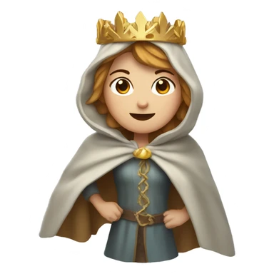 a woman with golden brown hair is running, wearing an Icicle Crown and a Winter Cloak sticker