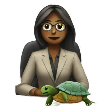 woman turtle working in an office  sticker