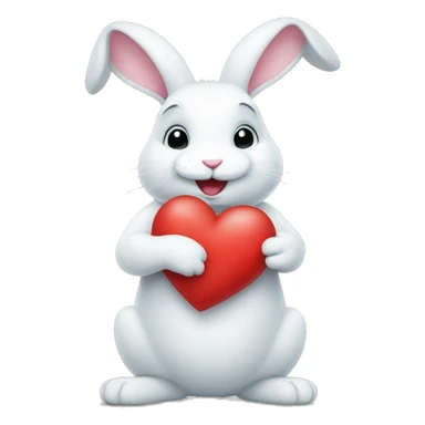white rabbit hold heart sticker