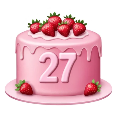 Pink cake with strawberries and 27 on it  sticker