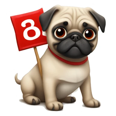 Pug holding a sign with a large red W on it  sticker