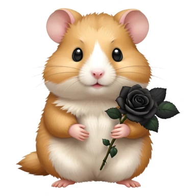 Hamster holding a black rose sticker