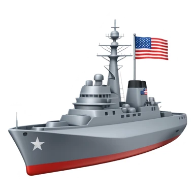 Very realistic American modern warship with little flag sticker
