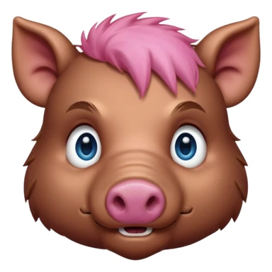 boar face, blue eyes, pink nose sticker