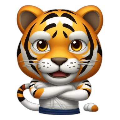 Tiger with evil face   jiu jitsu with his arms crossed sticker