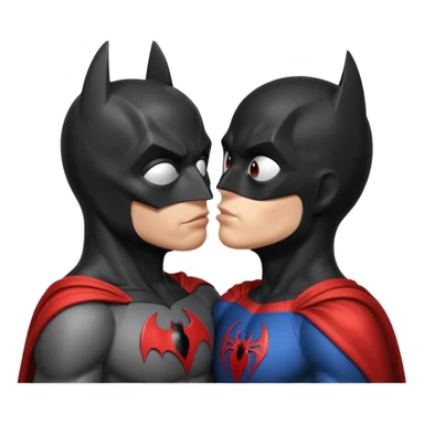 Batman and spiderman kissing sticker